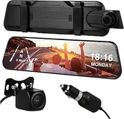 1Set Streaming Media Mirror Dash Cam Front and Rear Vision Parking Monitoring Loop Recording Rearview Camera for Vehicle Safety