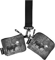 [XYMZR] Moose Forest Black White Mini Zip Around Wristlet keychain Wallet for Women Personalized Pattern Detachable Dual Pouch Wristlet Portable Wallet Phone Coin Purse, Multi-colored, One Size