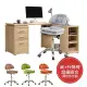 【AT HOME】書桌椅組-5尺淺木色L型三抽收納書桌/電腦桌/工作桌+升降椅 現代簡約(康迪仕)
