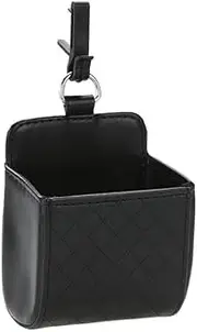 Car Auto Air Vent Leather Tidy Storage Hanging Bag Case Organizer for Keys, Coin, Cell Phone & Glasses. Universal Vehicle Small Bucket with Hook. Keep Your Car Clean & Organized. Black