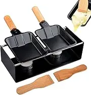 FantasyDay Mini Raclette Set,Two Grill Pan,Candlelight Cheese Melter Pan,Non Stick Rotaster Baking Tray Stove Set,Suitable for Cheese, Meat, Fish, and Vegetables（ not included candles）