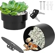 Secret Hidden Safe,Diversion Flower Pot Safe,2 Layer Flower Pot Diversion Safe,Spare Key Hider and Valuables and Emergencies Entry for Rentals, Outdoor, Garden, Home, Office, Yard(Black)