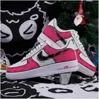 Nike Air Force 1 Custom White Shoes Pink Cartoon Black Street Graffiti Outline