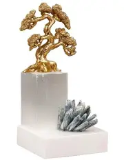 [Vicky Yao] Exclusive Design Medium Luxury Bonsai Natural Crystal Table Art in Gold