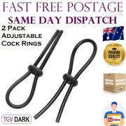 2 Pack Adjustable Cock Rings Sex Toy For Men Erection Aid Black