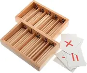 FUNNETOYU 1set Box Math Teaching Flash Cards Math Tools Materials for Number Board Math Supplies Kindergarten Math Games Khaki Wood