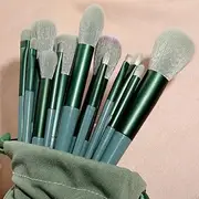 Makeup Brushes,Makeup Brush Set,13 PCS Travel Make Up Brush Kit,Cosmetic Brushes for Face Foundation Blush Eye Shadow with Storage bag(Green)