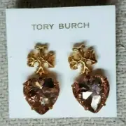 Tory Burch ROXANNE Big HEART EARRINGS Pale Papaya (Pink) NEW