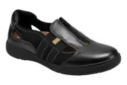 EARTH ORIGINS Women’s EISHA Sporty Sandal Slip Ons Zipper Black Nubuck NIB