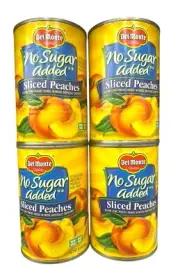 Del Monte Sliced Peaches No Sugar Added 15oz Can (4 Cans) In Water Non - GMO