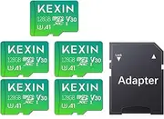 KEXIN SD Card 128 GB Micro SD Cards Pack of 5 Micro SDXC U3, A1, V30, C10 Micro SD Card