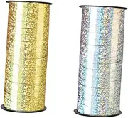HAMPPLIES 2pcs 100 Crimped Curling Ribbon Roll Metallic Silver Balloon Ribbons for Crafting Present Wrapping Party Decorations Floral Arrangements
