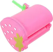 Alasum Strawberry Mini Garbage Can Cute Desktop Waste Container with Lid Lightweight Portable Trash Bin for Home Office Bathroom Bedroom Decorative Design Pink
