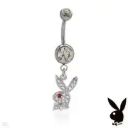 PLAYBOY Body Ring W/Genuine Crystal and Simulated gem StSl & 925 Sterling Silver