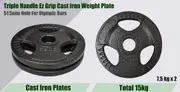 21kg Olympic Barbell Bar Weight Set - 120cm Curl Bar + 15kg Olympic Weight Plate