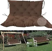 Waterproof Wood Swing with Backrest, 2 Seats, 3 Seats, Outdoor/Indoor Garden Swing Hammock Chair with Non-Slip Lace, For Patio Furniture, Sun Chair, 120 * 100 * 10 cm, Brown
