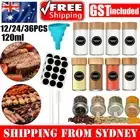12-36 120ML Glass Spice Jars Lid Herb Seasoning Condiment Square Kitchen Storage