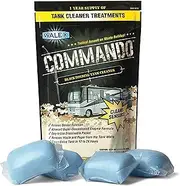 Walex Commando RV Black Holding Tank & Sensor Cleaner - Eliminates Waste & Paper Buildup, Restores Sensor Function, Lubricates Valves & Seals, Advanced Enzyme Formula; Dissolvable Packets, 4 Count