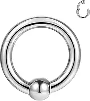 [ZS] Hinged Segment Clicker PA Ring Spring Action BCR Rings, Septum Nose Rings, Surgical Steel Pierced Body Jewelry for Men Women