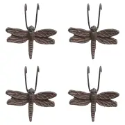 4x Rustic 8.5cm Pot Hanger Dragonfly Ornament Figurine Sculpture Garden Brown