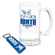 AFL Stein And Opener Set - Nrth Melb Kangaroos - Drink Cup Mug - Retail Boxed