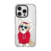 iPhone 16 Pro Clear Case MagSafe Compatible Hipster Corgi