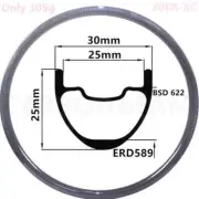 29er 30*25mm Tubeless Superlight Carbon Rims for XC Mountain Bike 24-36 Holes