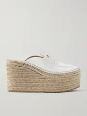 [Gianvito Rossi] Gianvito Rossi - Maxilla 45 Leather Platform Wedge Loafers - White - IT39.5 IT 39.5 White