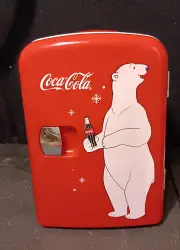 Coca-Cola Retro Personal 6-Can Mini Fridge Refrigerator Red Working Fridge