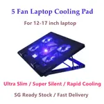 STRONG 5-FANS 2 USB LAPTOP COOLER COOLING PAD LED NOTEBOOK C
