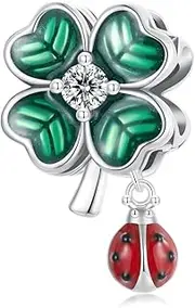 [Teleye] Four-leaf Clover Charm 925 Sterling Silver Charm Fits For Pandora Bracelet Necklace,SCC2724, Cubic Zirconia, Created Cubic Zirconia