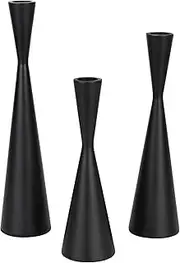[Vixdonos] Taper Candlestick Holders Metal Candle Holders Set of 3 Table Decorative Candle Stand for Wedding, Dinning, Party,Home Decor (Matte Black)