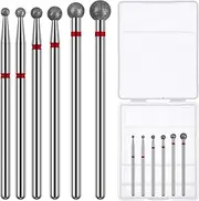 Difenni Cuticle Drill Bit,Nail Drill Bits Flame Cuticle Clean Drill Bit for 3/32''Electric Nail File Machine Cuticle Bit Nail Prep Tool (Red-Ball shape)