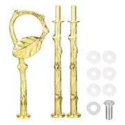 1 Set Cake Tray Stand Handle Plate Hardware Fitting, 3-Tiers Leaves Gold