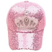 Girls Princess Diamond Pearl Shimmer Snap Back Summer Cap W/Breathable Mesh Pk