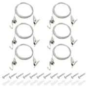 6 Pcs 2m x 1.5mm Heavy Duty PVC Coated Picture Hanging Wire with 180 Rotary Hook