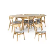 Cusco 9pc Set Dining Set 150 - 190cm Extendable Table 8 Chair Scandinavian Style