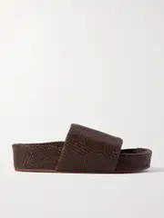 [ST. AGNI] ST. AGNI - Woven Leather Platform Slides - Brown - IT35 IT 35 Brown