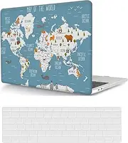 Hard Cover Compatible with New MacBook Air 13 inch with Retina Display & Touch ID 2020 2019 2018 Release Model A1932 A2179 A2337 M1, Laptop Hard Shell Case & Keyboard Cover, World map