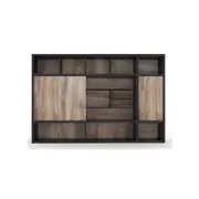 Modern Furniture PHOENIX Display Wall Unit 3.0M - Warm Oak & Black