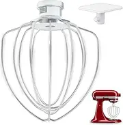 Stainless Steel K45WW Attachment, Egg Cream Stirrer, Flour Cake Whisk, Ice Cream Attachment for Kitchenaid 4.5 and 5 Quart Tilt -Head Stand Mixer, to Whipping Egg White, Dishwasher Safe(6-Wire Whip)