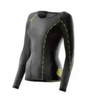 SALE | SKINS DNAMIC WOMENS COMPRESSION LONG SLEEVE TOP - BLACK / LIMONCELLO
