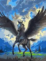 Paint by Numbers for Adults DIY Oil Paint by Number Adult Kit Paint by Numbers Adult Beginner Black Unicorn with Flying Wings 24x30 Inch (Frameless)