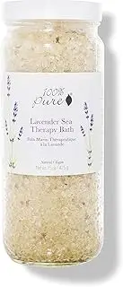 100% PURE Lavender Sea Therapy Bath Soak, Bath Salts for Relaxation, Made with Lavender Essential Oil, Spa Kit for Home, Bath Soak with Essential Oils - 15 Oz