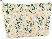 Cosmetic Bags,Daisy Flower Makeup Bags Large Capacity Travel Zipper Make Up Purse Organizer Toiletry Pouch for Women Girls Storage