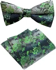 [Aiko] Men's Silk Jacquard Floral Bow Tie Hanky Set Formal Party Wedding Ties Neckties ac2533