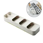 Catzon Compact Cutlery Organizer Kitchen Drawer Tray for Kitchen Drawer Holding Flatware Spoons Forks-White
