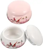 SOESFOUFU 2pcs Mini Cosmetic Powder Blusher Pots Ceramic Storage Jars for Makeup