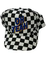 Boys Black & White Checked Oh Yeah Snap Back Baseball Cap Ball Hat