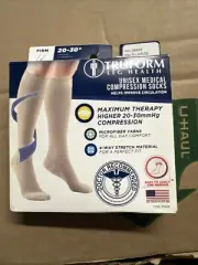 Truform Compression Socks 20-30mmHg Size XL Beige Below Knee Closed Toe 38865